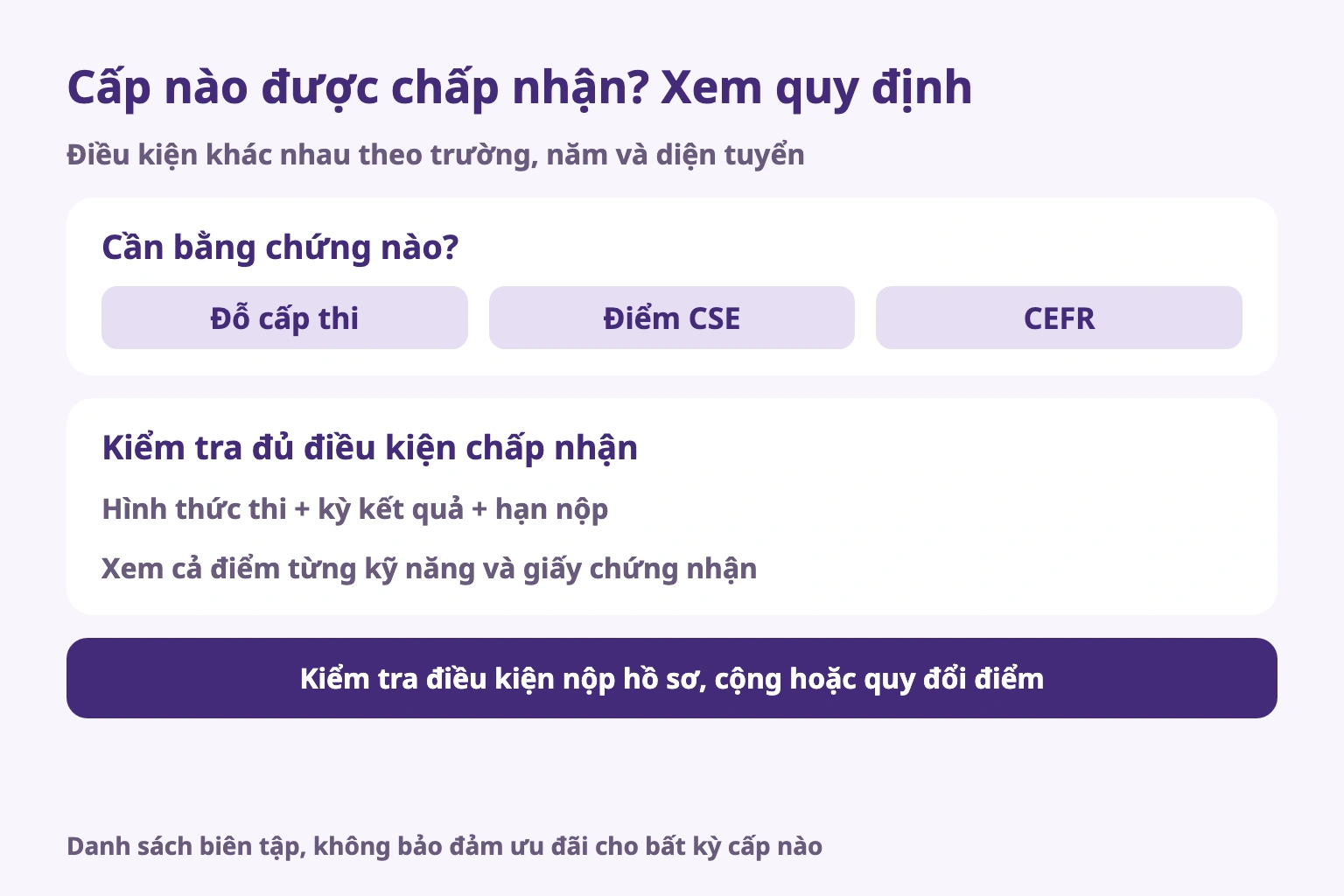 Cấp nào được chấp nhận? Xem quy định